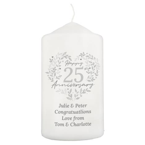 Personalised 25th Silver Wedding Anniversary Pillar Candle  £11.69