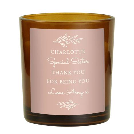 Personalised Pink Label Amber Glass Jar Candle  £8.99