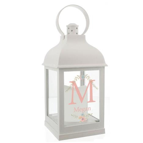 Personalised Floral Bouquet White Lantern  £15.29