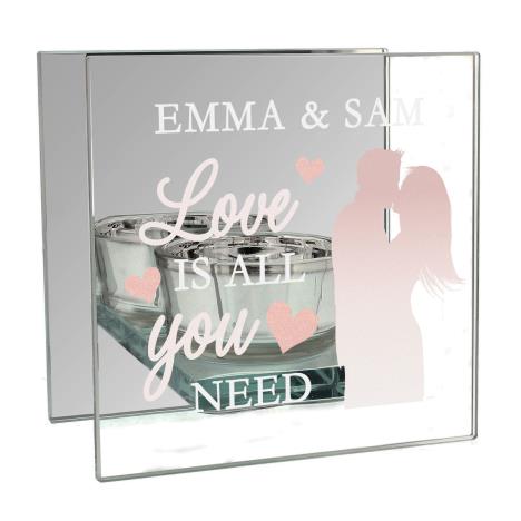 Personalised Love is All You Need Mirrored Glass Tea Light Holder  £13.49