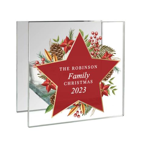 Personalised Christmas Glass Tea Light Candle Holder  £13.49