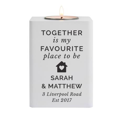 Personalised Home White Wooden Tea Light Holder  £13.49