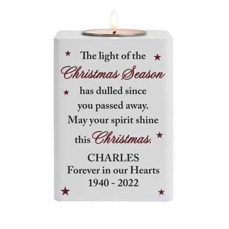 Personalised Christmas Season Memorial Wooden Tea Light Holder  £13.49