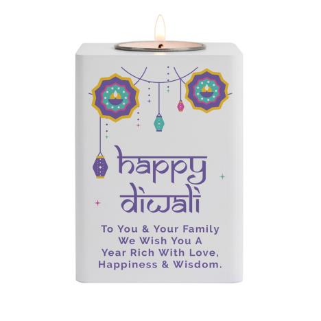 Personalised Diwali Wooden Tea Light Holder  £13.49