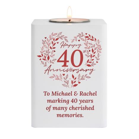 Personalised 40th Ruby Wedding Anniversary Wooden Tea Light Holder  £13.49