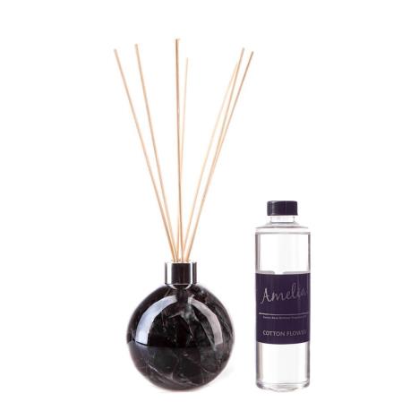 Amelia Art Glass Black Marble Reed Diffuser Gift Set   £35.99