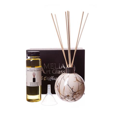 Amelia Art Glass Cream Marble Reed Diffuser Gift Set   £35.99