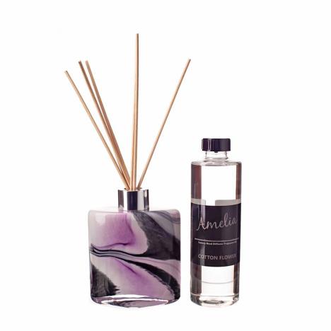 Amelia Art Glass Purple Moon Small Ellipse Cylinder Reed Diffuser Gift Set   £35.99