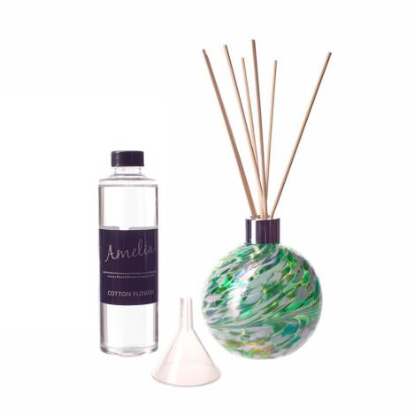 Amelia Art Glass Mint Green & White Iridescence Reed Diffuser Gift Set   £35.99