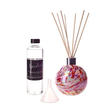 Amelia Art Glass Pink, Peach & White Reed Diffuser Gift Set   £35.99