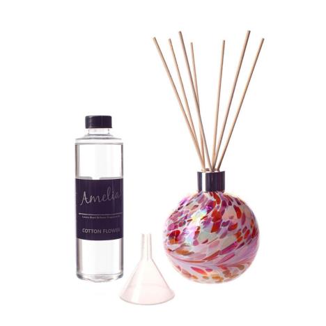 Amelia Art Glass Pink, Peach & White Reed Diffuser Gift Set   £35.99