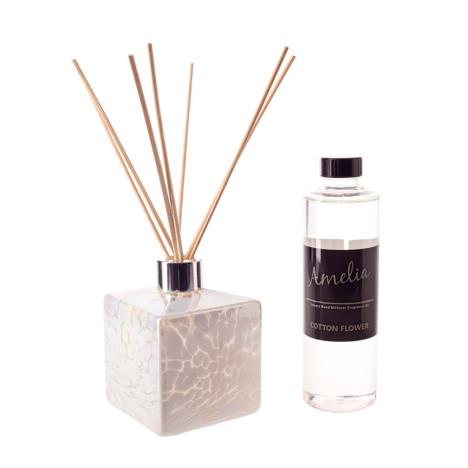 Amelia Art Glass White Square Reed Diffuser Gift Set   £35.99