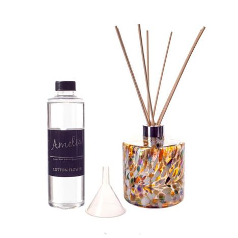 Amelia Art Glass Gold, Brown & White Cylinder Reed Diffuser Gift Set   £35.99