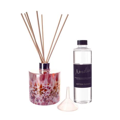 Amelia Art Glass Pink, Peach & White Cylinder Reed Diffuser Gift Set   £35.99