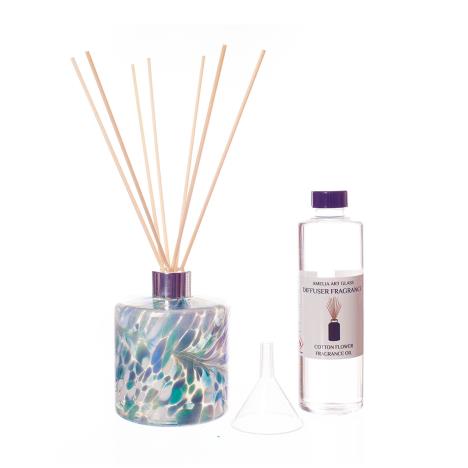 Amelia Art Glass Turquoise White Cylinder Reed Diffuser Gift Set   £35.99