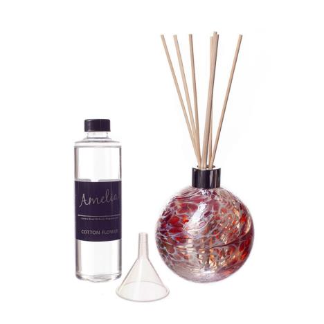 Amelia Art Glass Red & White Crackled Iridescence Reed Diffuser Gift Set   £35.99