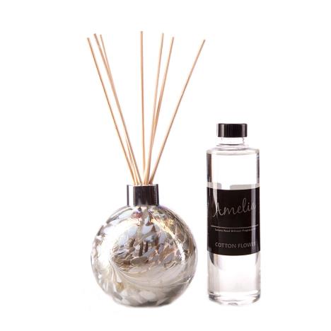 Amelia Art Glass Silver & White Reed Diffuser Gift Set   £35.99