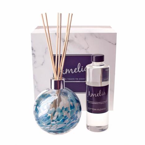 Amelia Art Glass Turquoise & White Reed Diffuser Gift Set   £35.99