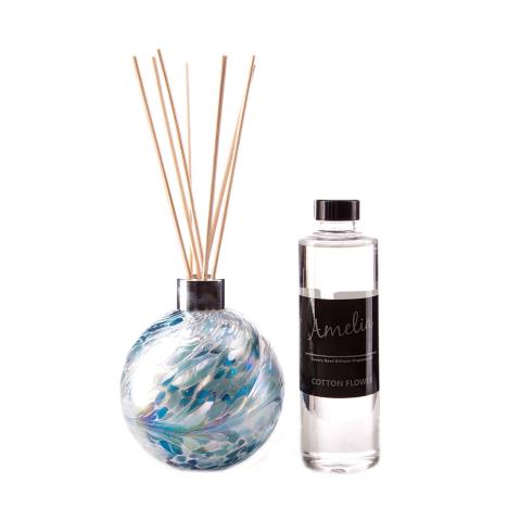 Amelia Art Glass Turquoise & White Crackled Reed Diffuser Gift Set   £35.99