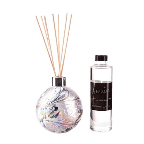 Amelia Art Glass White Grey & Frosted Reed Diffuser Gift Set   £35.99