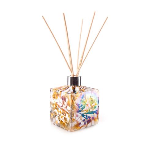 Amelia Art Glass Gold, Brown & White Iridescence Square Reed Diffuser  £15.29