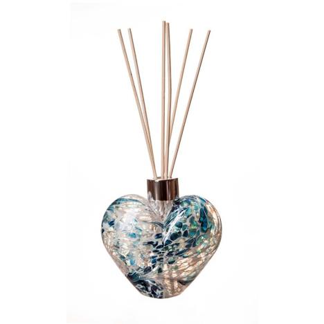 Amelia Art Glass Turquoise & White Crackled Heart Reed Diffuser  £15.74