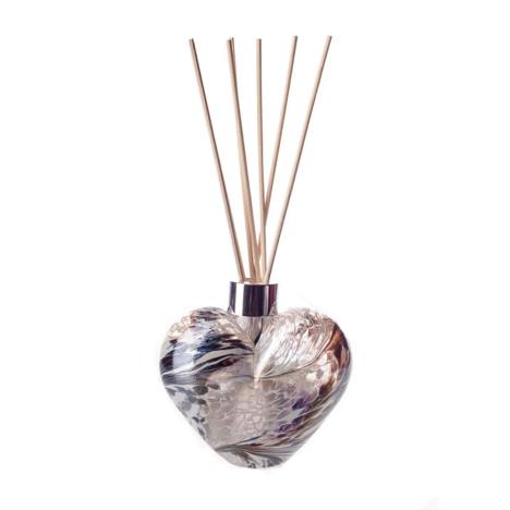 Amelia Art Glass White And Grey Frosted Heart Reed Diffuser  £15.74