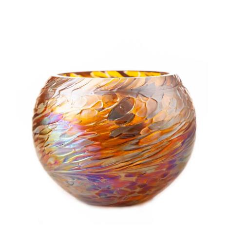 Amelia Art Glass Gold Round Tealight Holder  £13.04