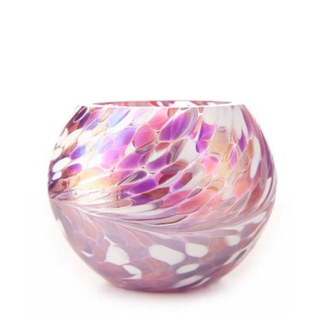 Amelia Art Glass White, Pink & Violet Round Tealight Holder  £13.04
