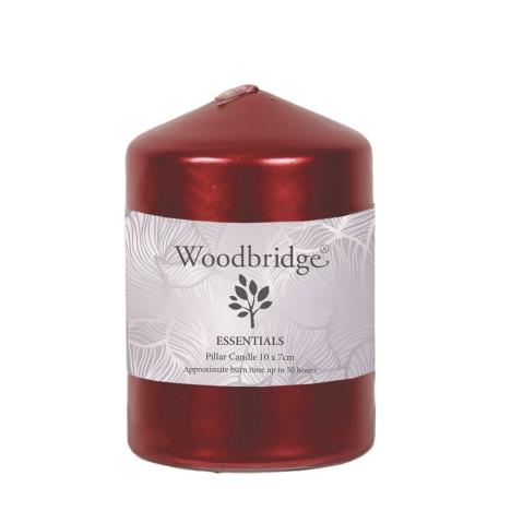 Woodbridge Red Metallic Pillar Candle 10cm x 7cm  £3.59