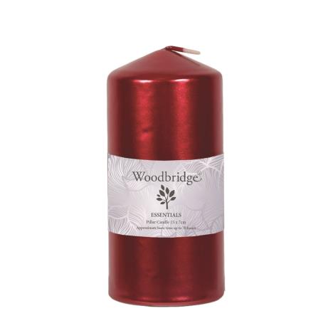 Woodbridge Red Metallic Pillar Candle 15cm x 7cm  £4.04