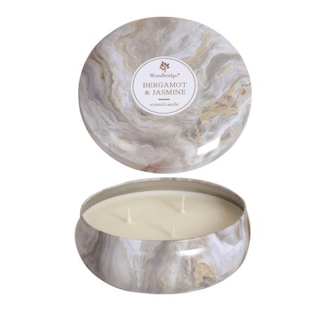 Woodbridge Bergamot & Jasmine Marble Effect Tin Candle  £13.49